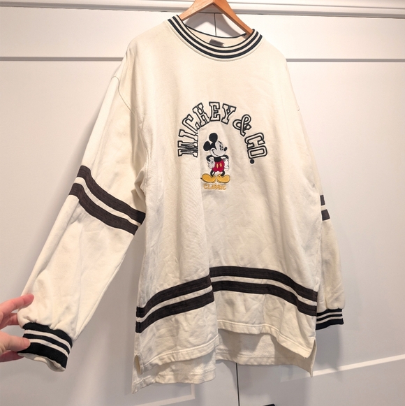 Disney Other - VINTAGE 90s Mickey & Co Cream Pullover Oversized Boxy Varsity Sweatshirt
